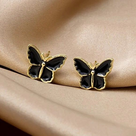 7/$35 Black Butterfly Small Stud Earrings - Picture 4 of 11